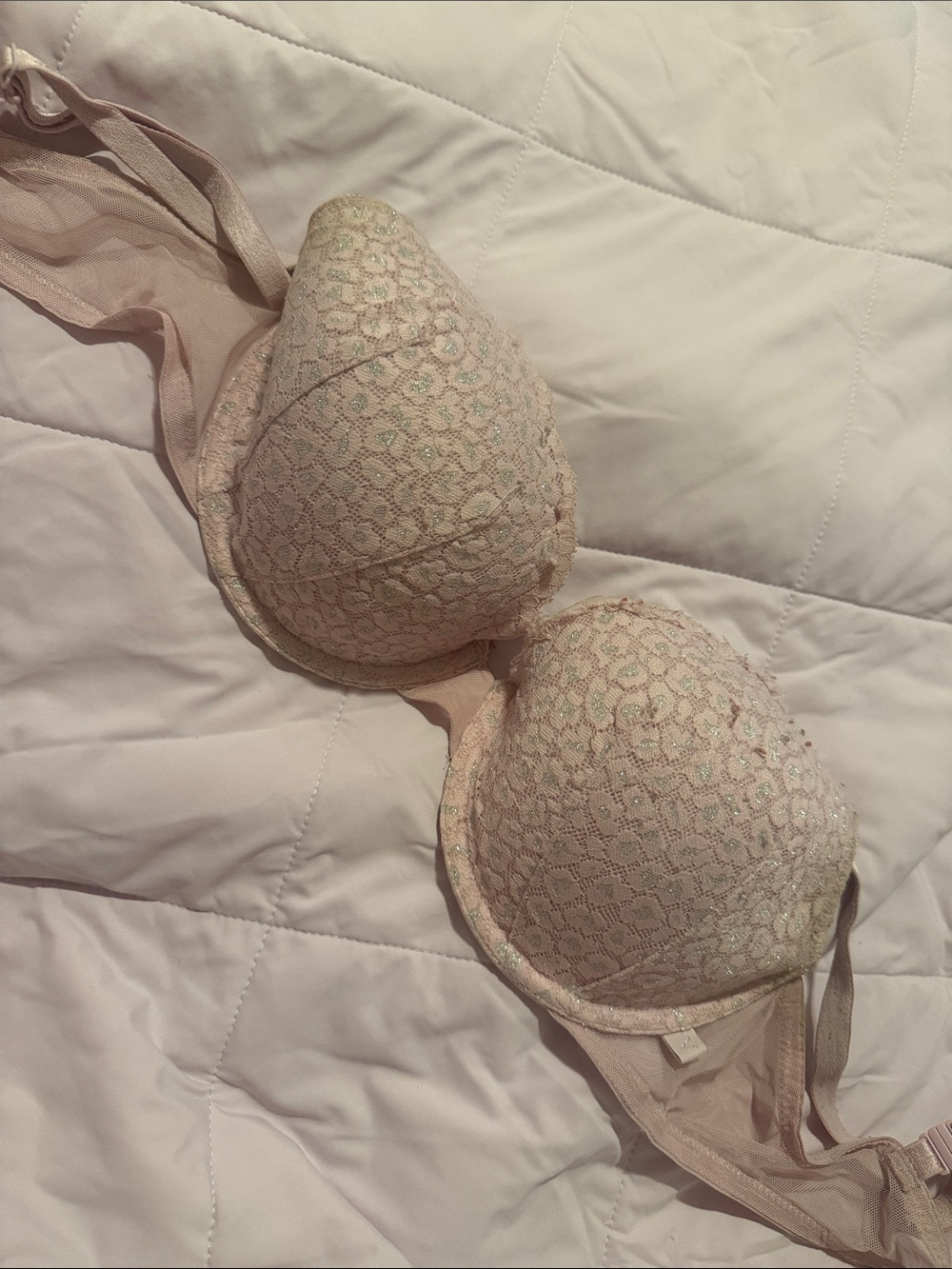 Victoria’s Secret Purple Lace with Silver Animal Print Lightly Lined Bra 36C